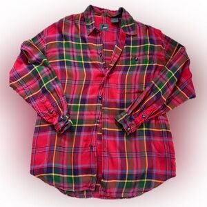 Vintage Colorful Plaid Button-Up Shirt
